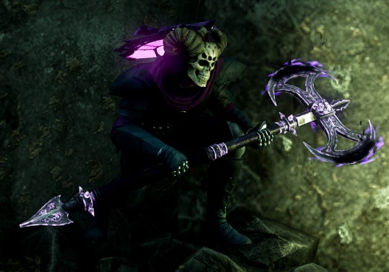 A menacing dark figure lurks in the shadows, wielding the abyssal axe that will seal your doom